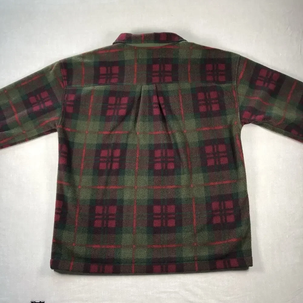 Gap Plaid Half Zip Fleece Pullover Shirt Jacket XXL 14-16 Boys Green Red Plaid